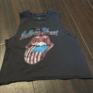 the Rolling Stones Black Tank Top with Iconic Logo